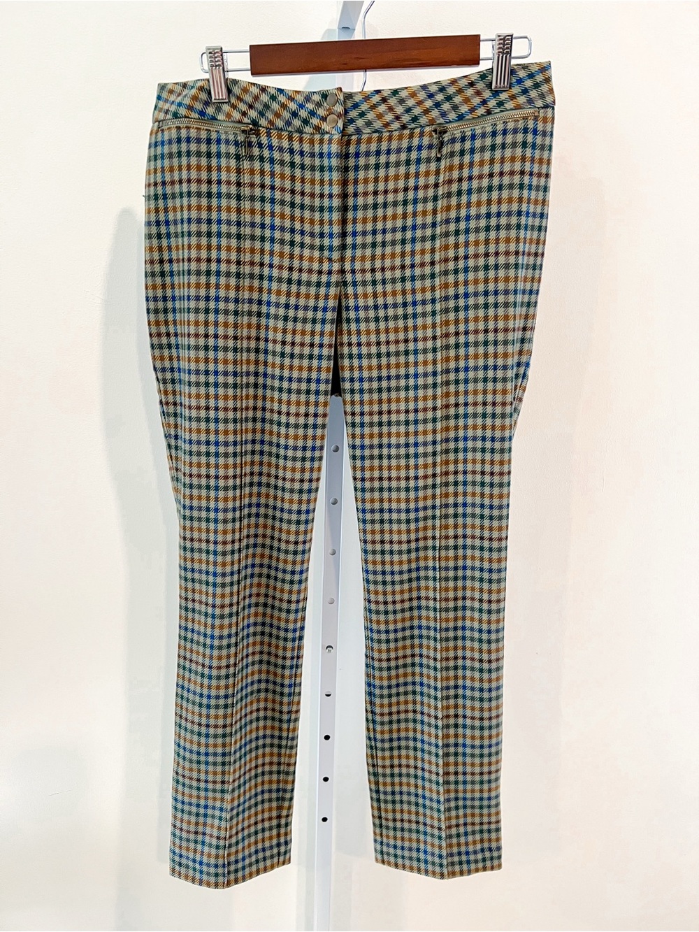 J. McLaughlin Green and Blue Plaid Pants Womens Sz 10